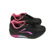 Pantofi sport dama, negru/roz, piele naturala, nr. 36